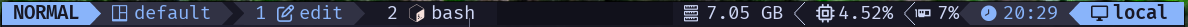 Top bar of WezTerm showing information and stats