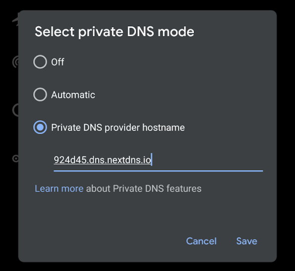 Частный dns android