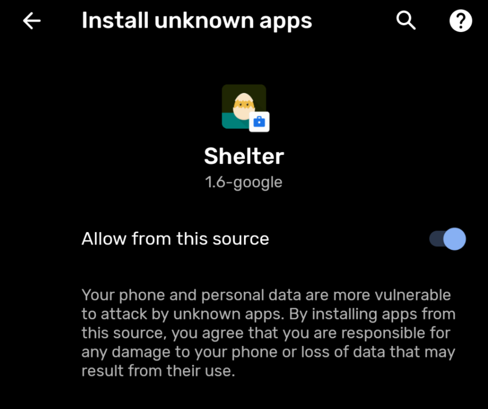 Allow Shelter to install APKs