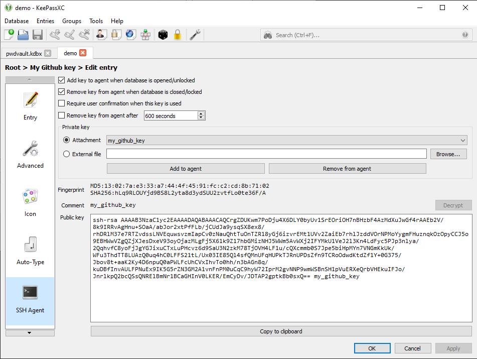 keepassxc key file or password